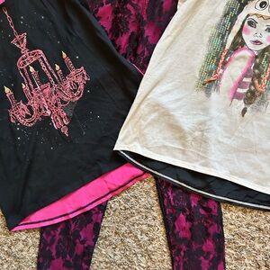 Disney Girls' Black & Hot Pink Chandelier Top with Graphic Tanks